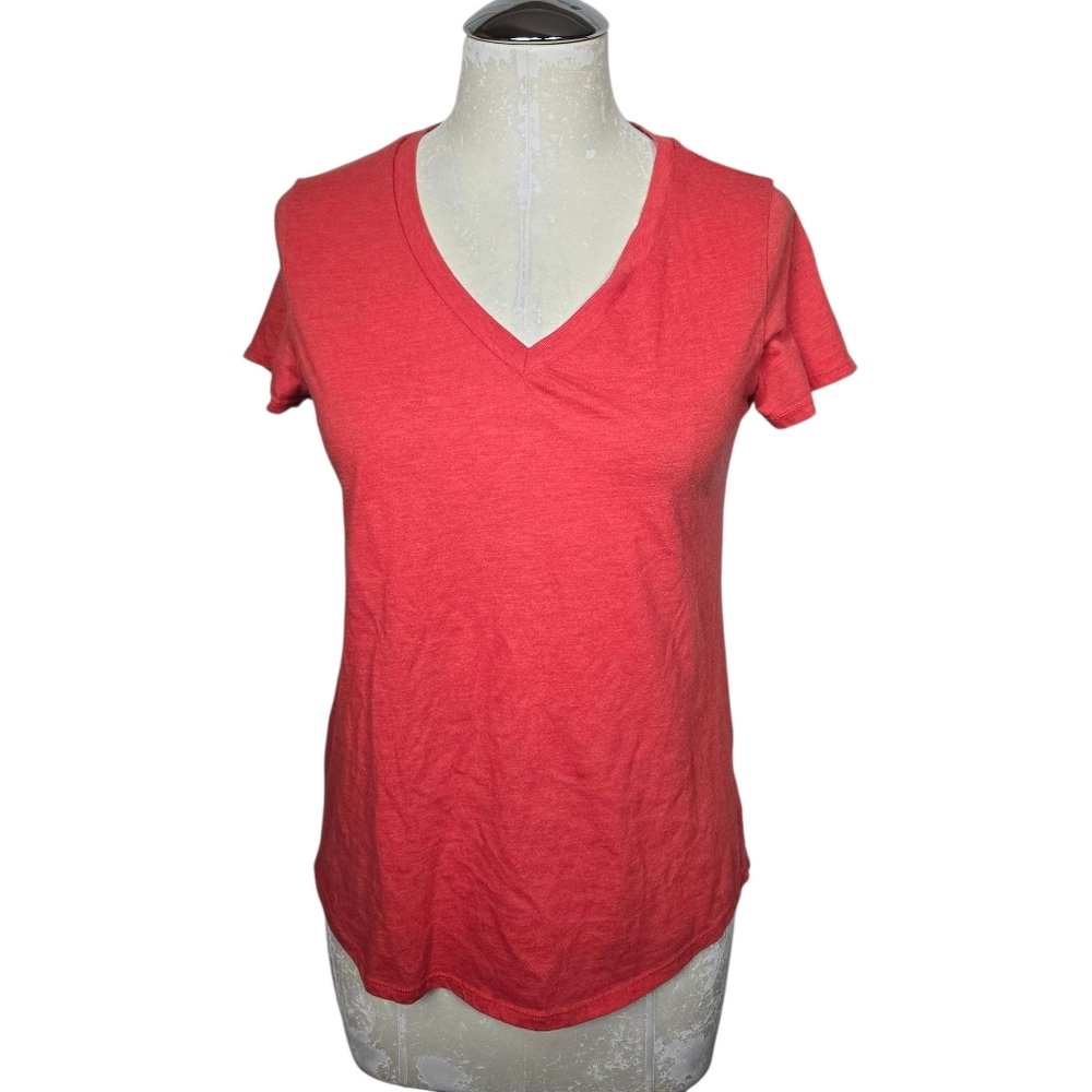 Mossimo V Neck Short Sleeves Red Shirt XS